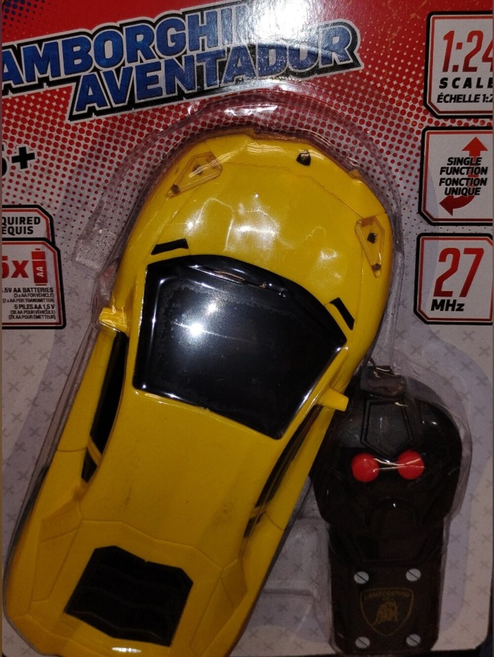 Kids' Yellow Lamborghini Aventador Remote Control Car